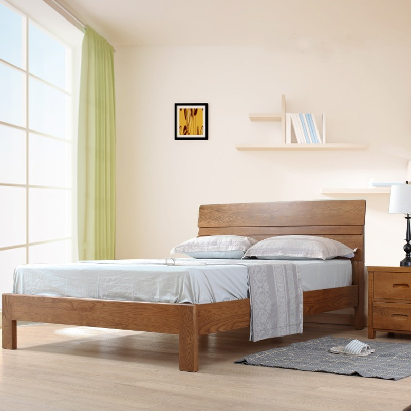 纯实木成人双人床儿童单人床进口白橡木现代婚床橡木床框架环保