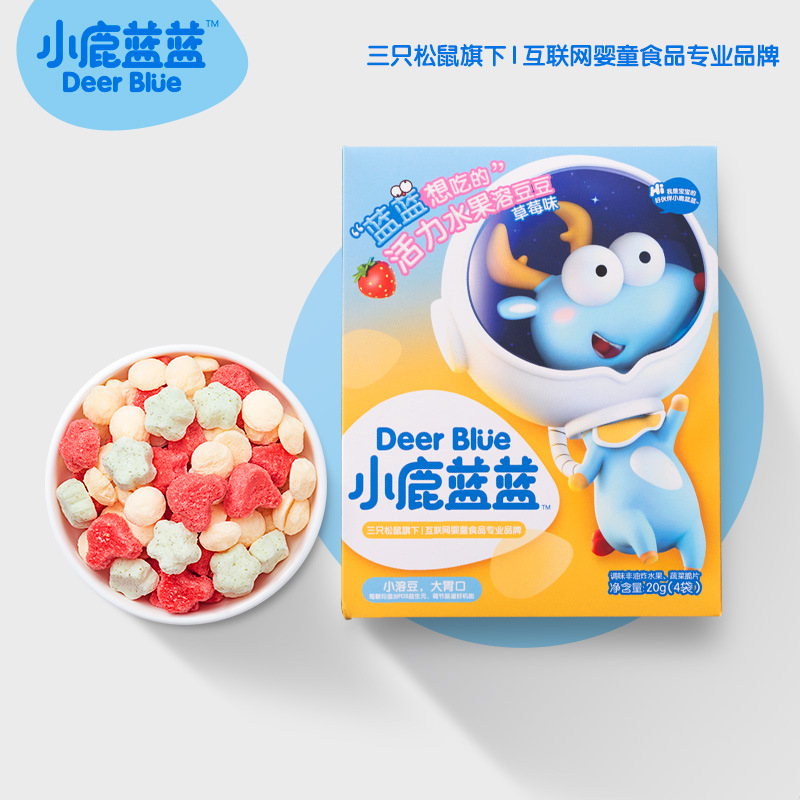 小鹿蓝蓝宝宝溶豆益生菌DHA酸奶水果味20g零食婴儿童辅食9月+无盐