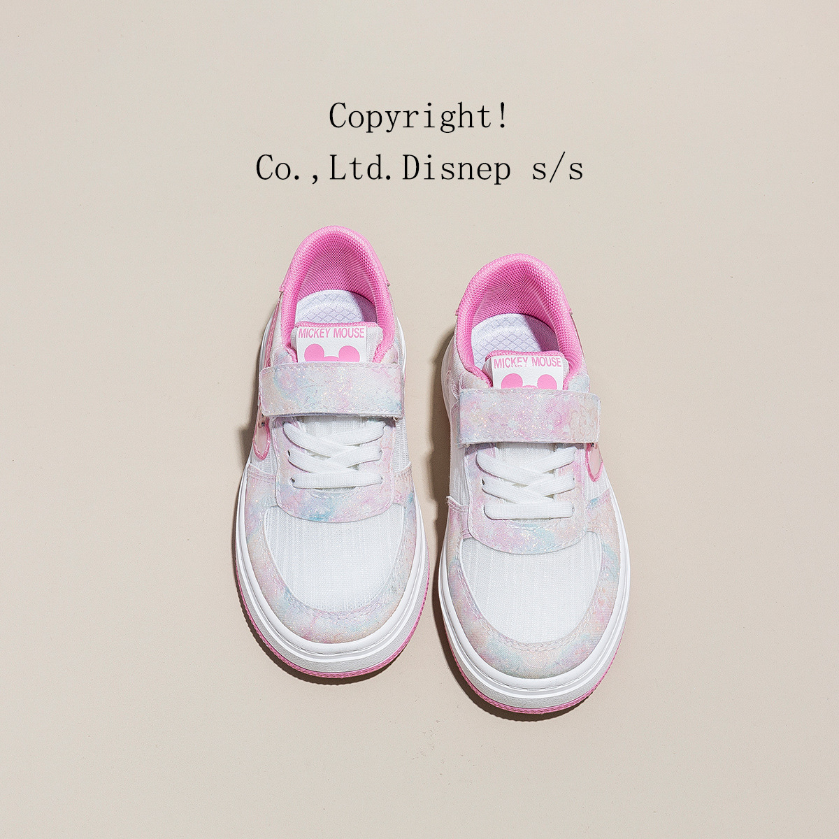 Disney迪士尼儿童板鞋春夏季新款卡通透气女童鞋粉色公主丽莎鞋子