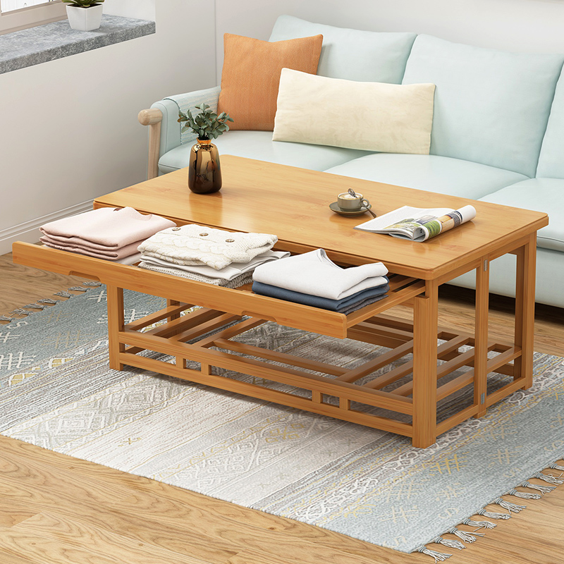 家用烤火桌炕桌免安装长方形楠竹木客厅多功能可折叠烤火架取暖桌