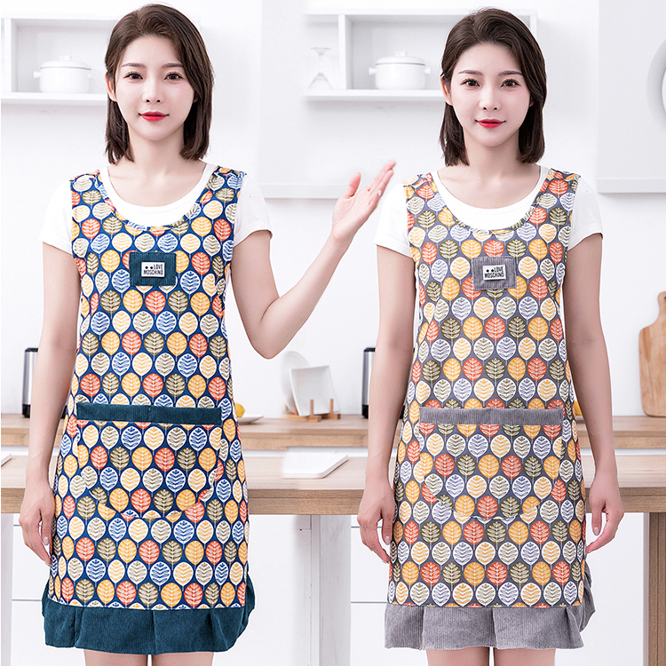 棉布围裙家用厨房新款韩版时尚女马甲围腰成人洋气防污耐磨工作服