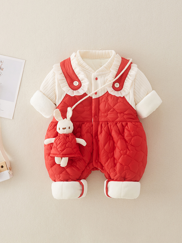 定制婴儿衣服冬款套装连体衣可爱超萌0一1岁新生女宝宝百天冬装外