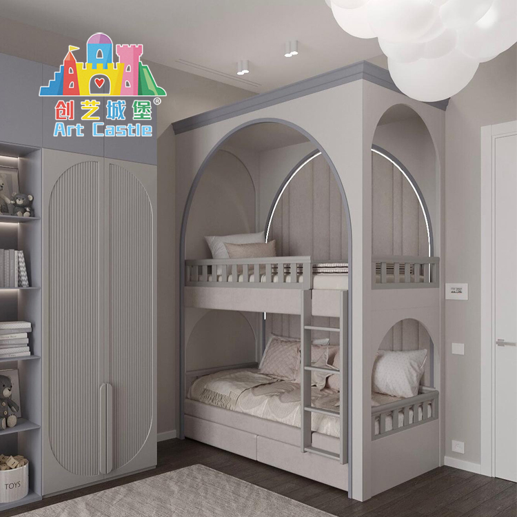 创艺城堡创意定制实木儿童床卡通简约上下床女孩高低床房子双层床