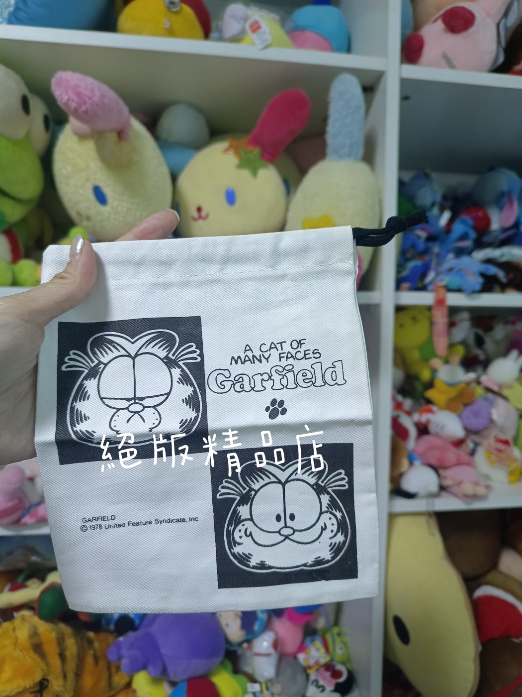 日本中古Garfield加菲猫公仔古董中古加菲猫毛绒玩具摆件 收納包