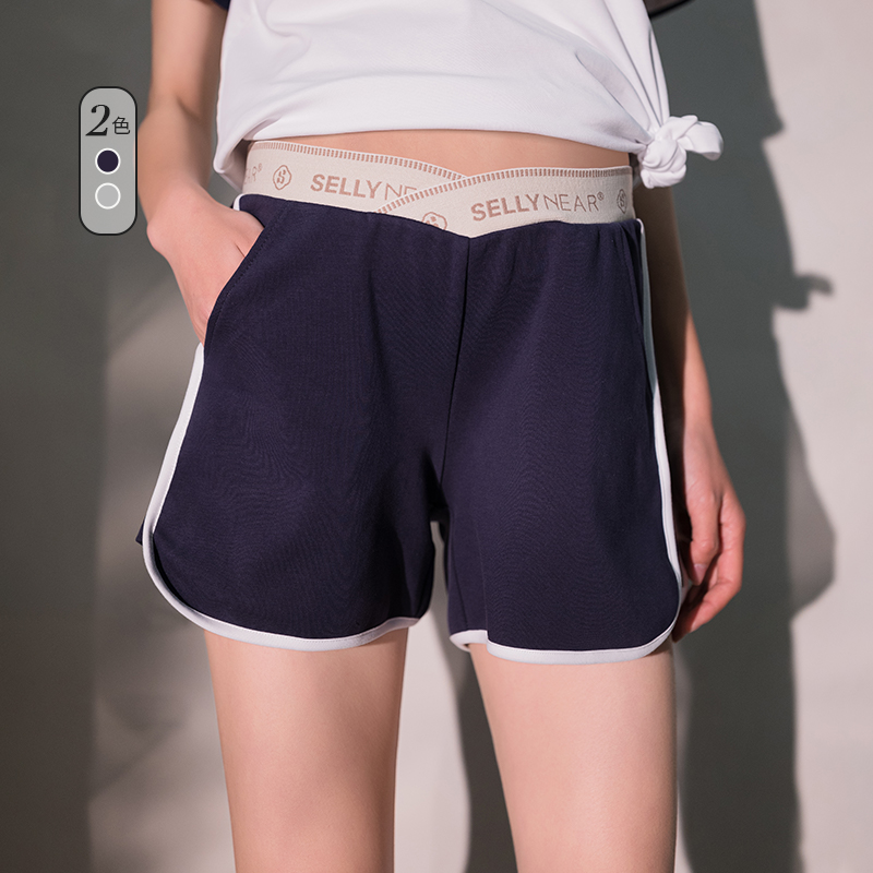 BELLYWEAR孕妇短裤夏季外穿新款时尚撞色运动休闲交叉无托腹短裤
