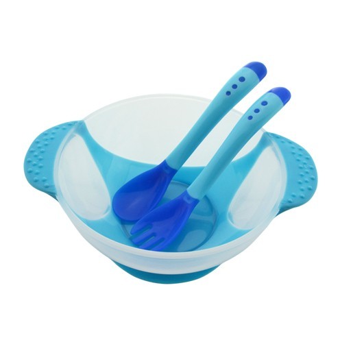 婴儿童餐具吸盘碗宝宝辅食碗防滑吸壁碗感温勺子叉软头套装批发