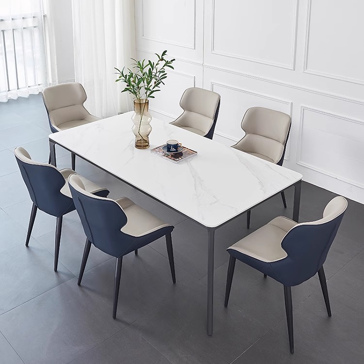 岩板餐桌椅组合现代简约家用小户型铝合金餐桌长方形意式极简饭桌