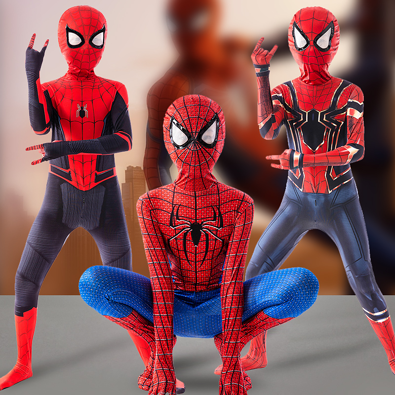 蜘蛛侠衣服男童cosplay紧身纳米连体战衣过新年儿童服装装扮道具