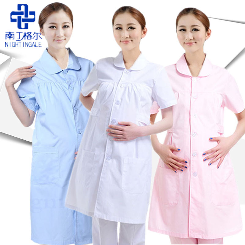 护士裤孕妇护士服白大褂夏装短袖白粉蓝色工作服长袖