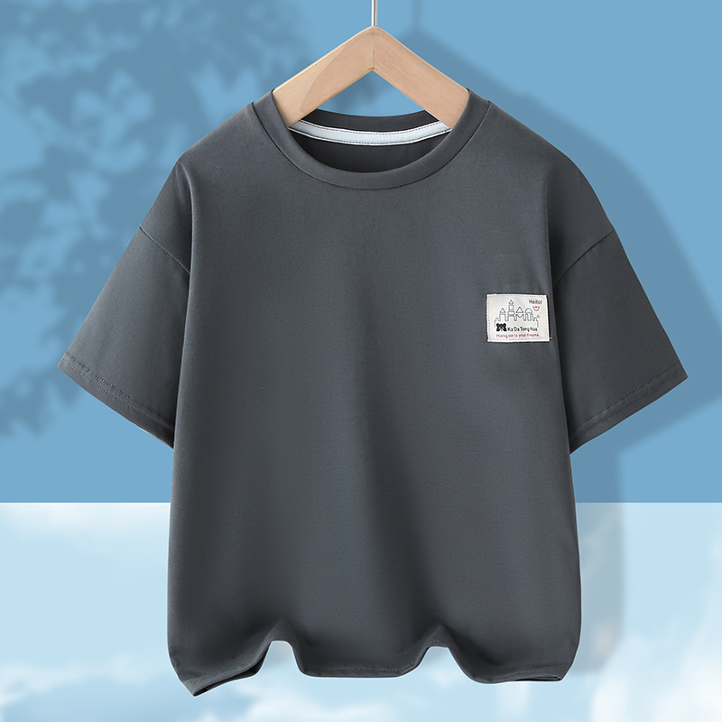 男童女童短袖T恤2024夏装新款儿童中大童丝光棉半袖舒适青少年潮