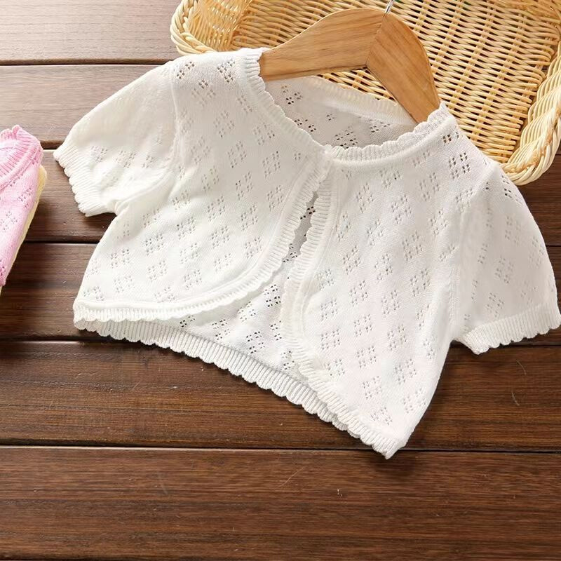 宝宝空调衫女童薄款儿童小披肩夏季外搭女婴儿针织开防晒衣外套