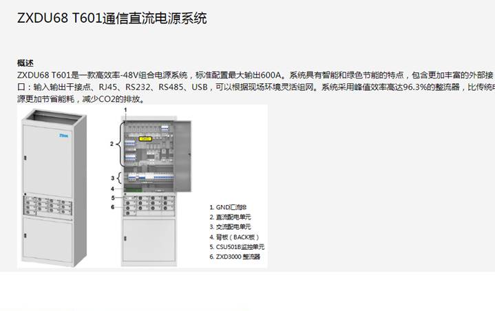 中T兴ZXDU68601/S601开关电源直流48柜V600A高频组合柜通信电源柜