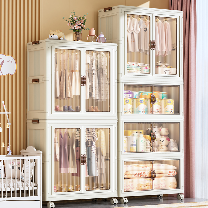 现货速发免安装宝宝衣柜儿童衣服整理箱婴儿小衣橱塑料家用零食收