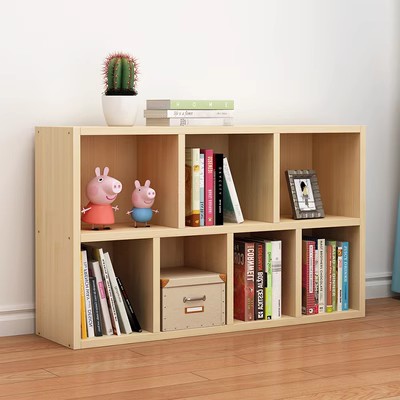 实木书柜松木简易儿童书架置物架自由组合格子柜家用落地储物柜