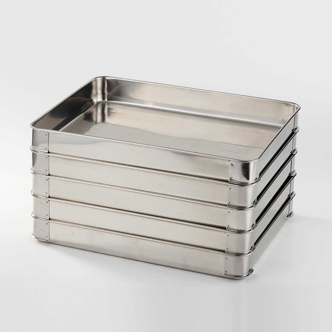 CURTA科得可叠放食品盒大号饺子盆不锈钢长方盘加厚中式食物盘