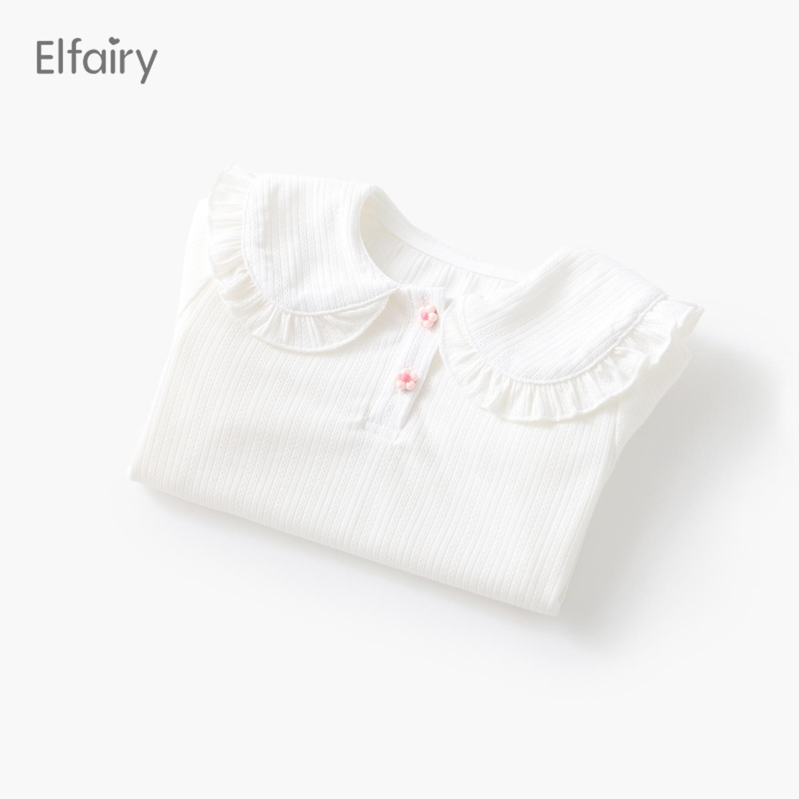 Elfairy女童长袖T恤宝宝打底衫2024新款婴儿春装儿童翻领上衣春秋