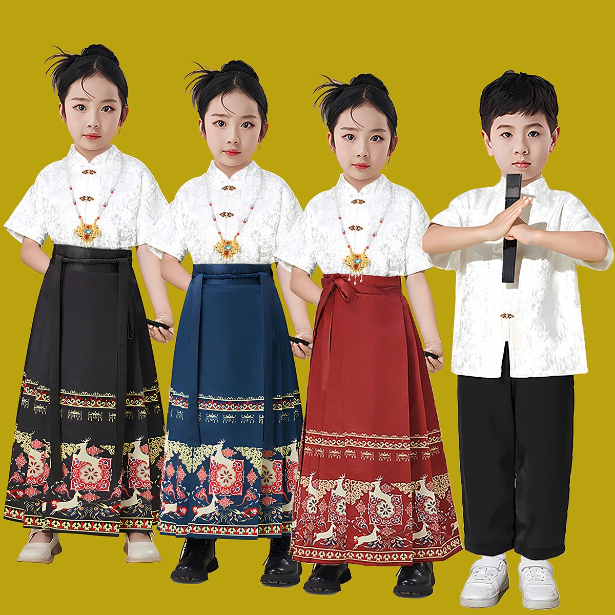 儿童合唱演出服中小学生朗诵演讲大表演汉服中国风国学六一马面裙