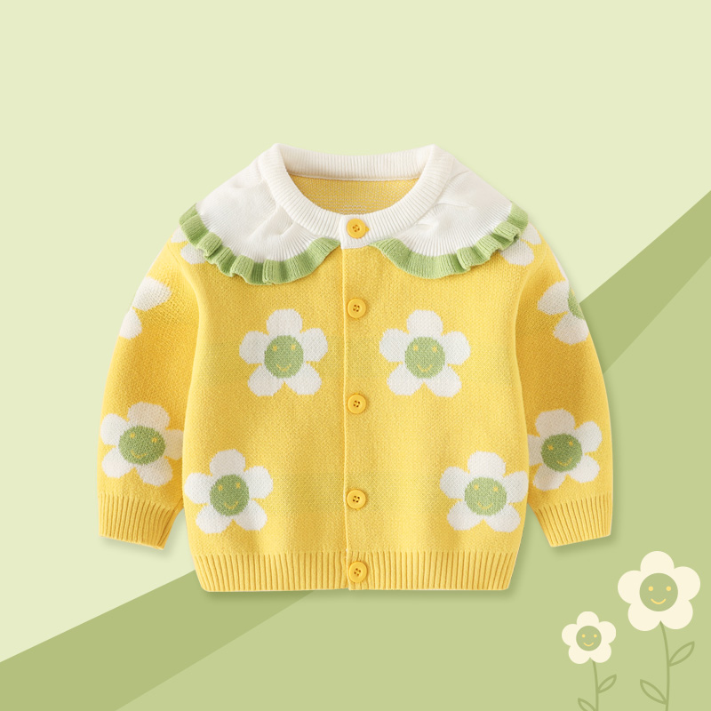 女童毛衣秋装针织开衫女宝宝儿童小女孩洋气时髦外套秋季婴儿衣服