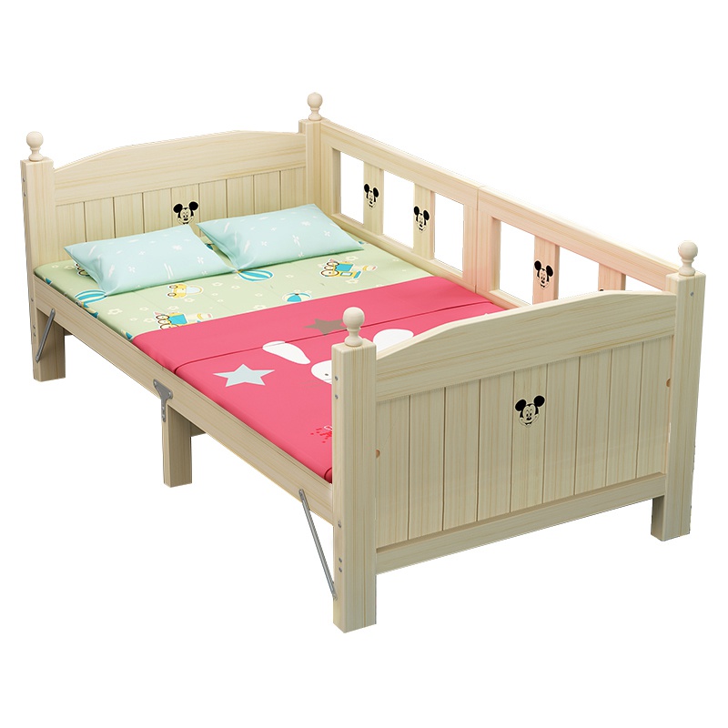 新实木拼接婴儿床加宽延边可折叠定制儿童床带护栏软包Z床围宝宝
