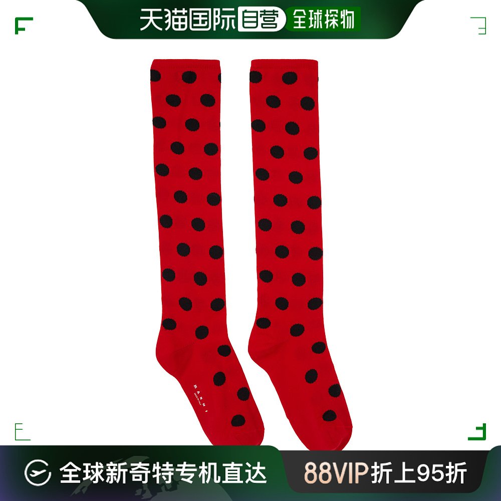 香港直邮潮奢 Marni 玛尼 女士 红色波点长筒袜 SKMC0171Q2UFN222
