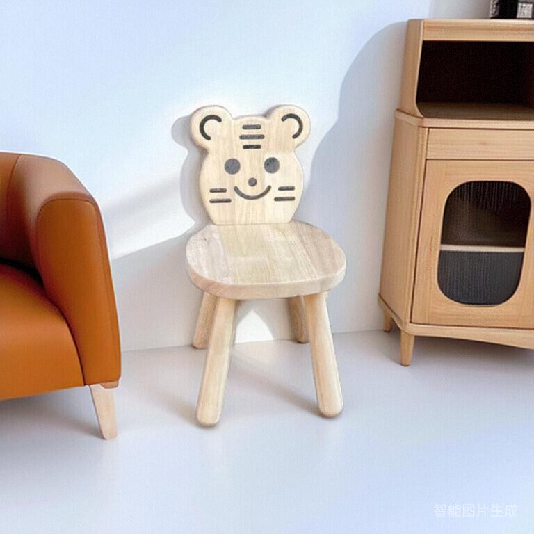 现代简约实木儿童卡通凳子家用换鞋凳创意十二生肖矮凳小椅子白坯