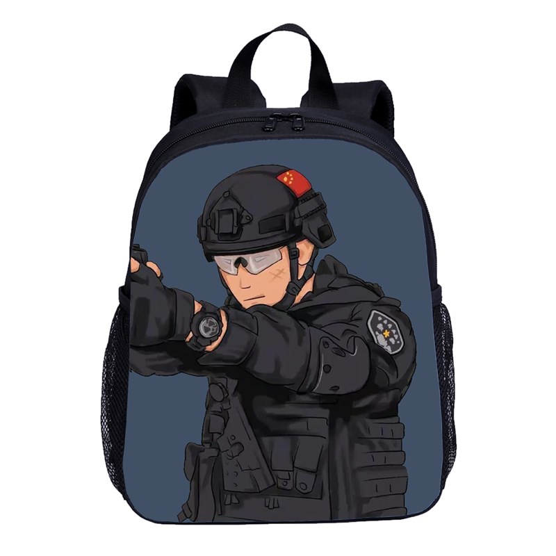 卡通特警小学生书包儿童後背包超酷的警I察背包便当袋斜挎包铅笔