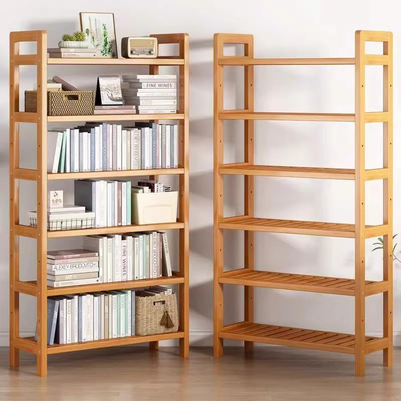 简易书架组合楠木置物架现代简约创意落地学生儿童多层小书柜书架