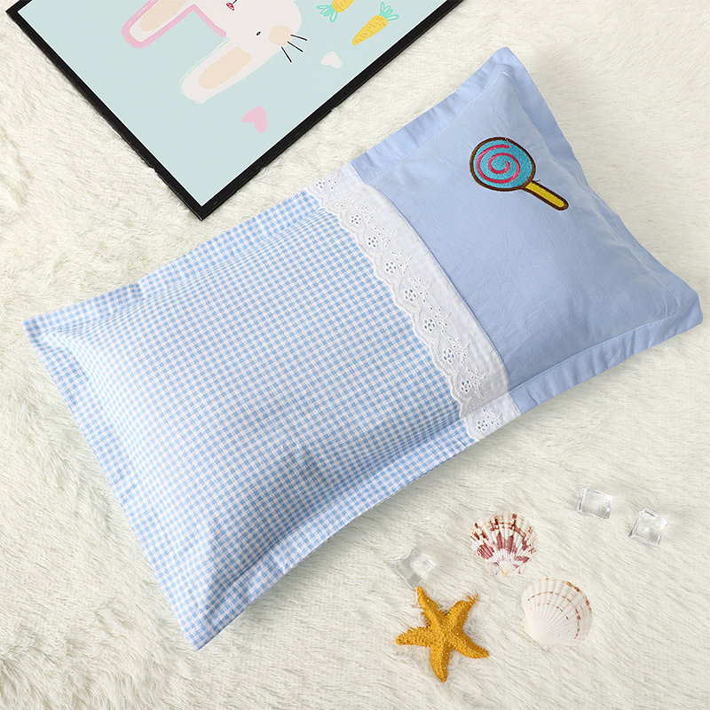 儿童款枕头幼儿园宝宝枕头套婴儿床纯棉拼接刺绣枕套珍珠棉枕头芯