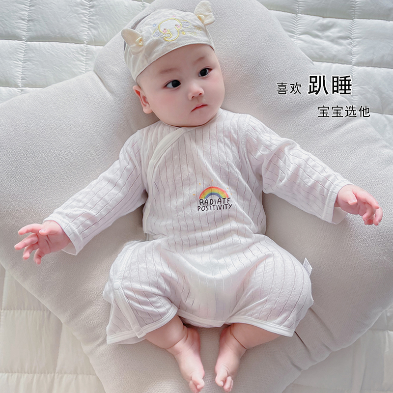 极速婴儿春夏季薄款睡袋宝宝纯棉长袖睡衣男女童空调服新生儿连体