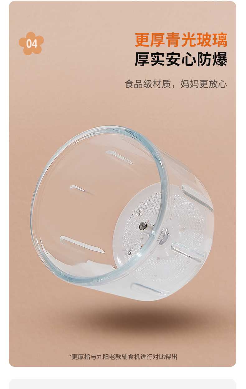 德国蓝宝婴儿辅食机专用杯子配件【高硼硅玻璃杯16条筋】BP-FS01