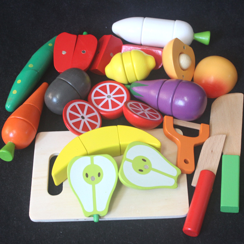 磁性蔬菜水果木头切切看过家家玩具男孩女宝宝1-2-3-6岁早教益智