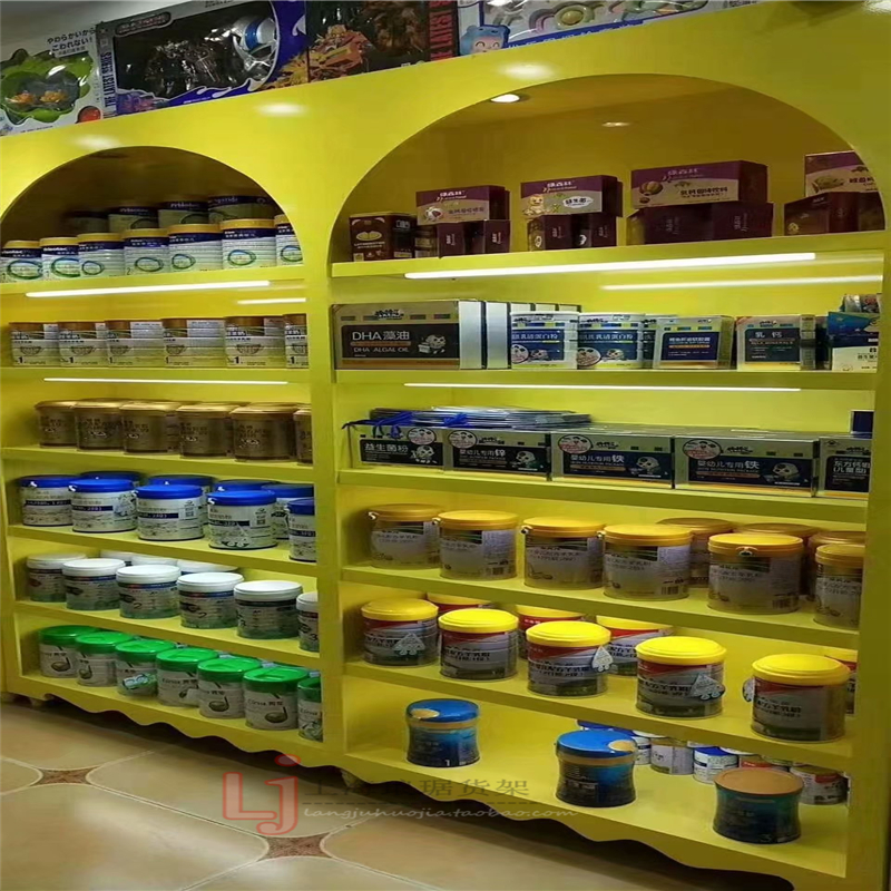 木质母婴店展示柜奶粉货架童装玩具尿不湿货柜婴儿用品展示中岛柜