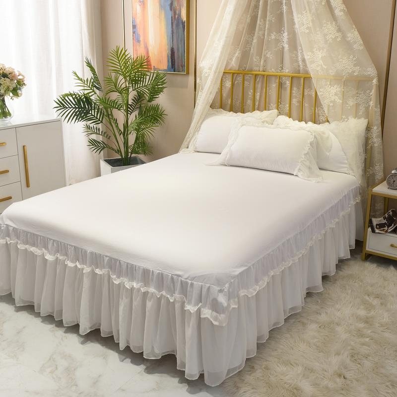 韩版公主风床裙带花边的床单少女心防滑床罩单件1.5米儿童床女孩