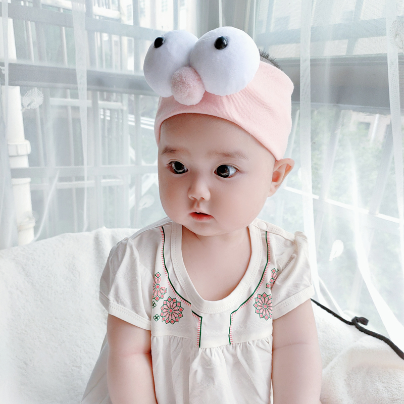 婴儿帽子夏季薄款护卤门可爱公主男宝宝女发带婴幼儿空顶超萌头饰