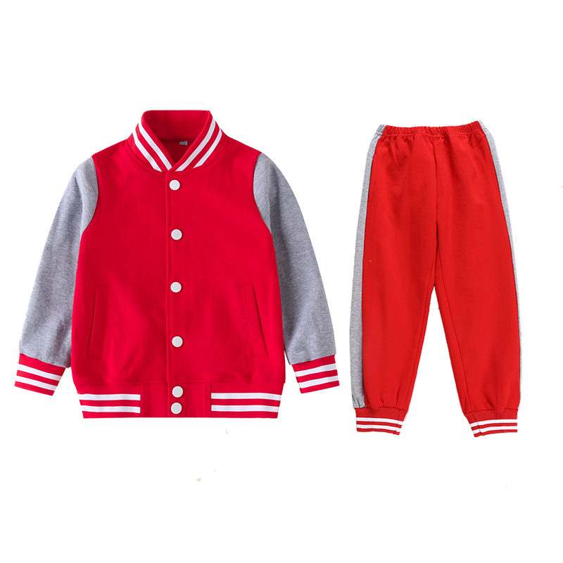 小学生校服春秋套装儿童红色棒球服运动班服幼儿园园服二件套