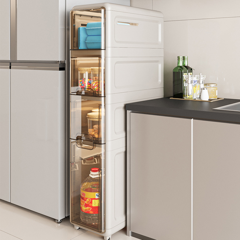 妮妮优选厨房冰箱夹缝收纳柜卫生间缝隙抽屉式防水储物柜简易四层