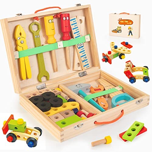 极速Bravmate Kids Tool Set  Pretend Play Toddler Wooden Tool