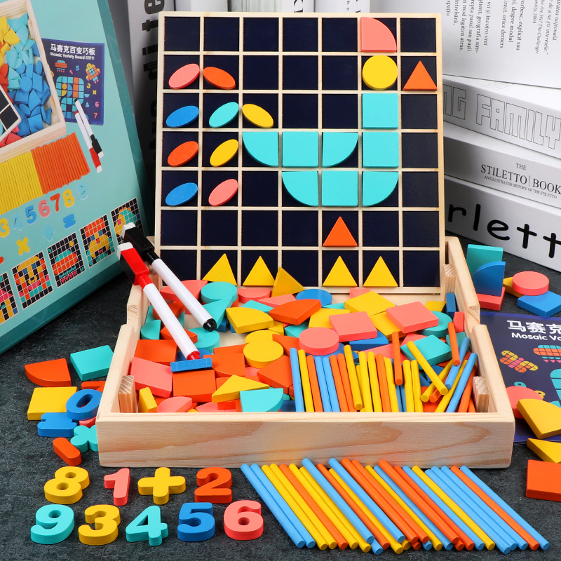 马赛克儿童拼图3到6岁宝宝思维木质教具幼儿园小班中班益智区玩具