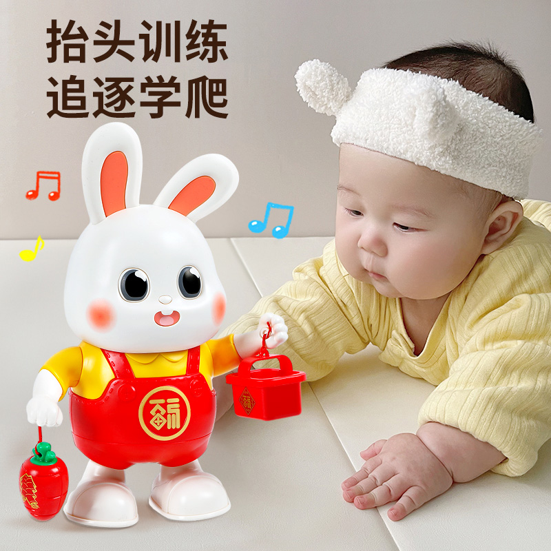 0一1岁婴儿益智早教玩具3到6个月宝宝抬头练习训练唱歌跳舞兔子12