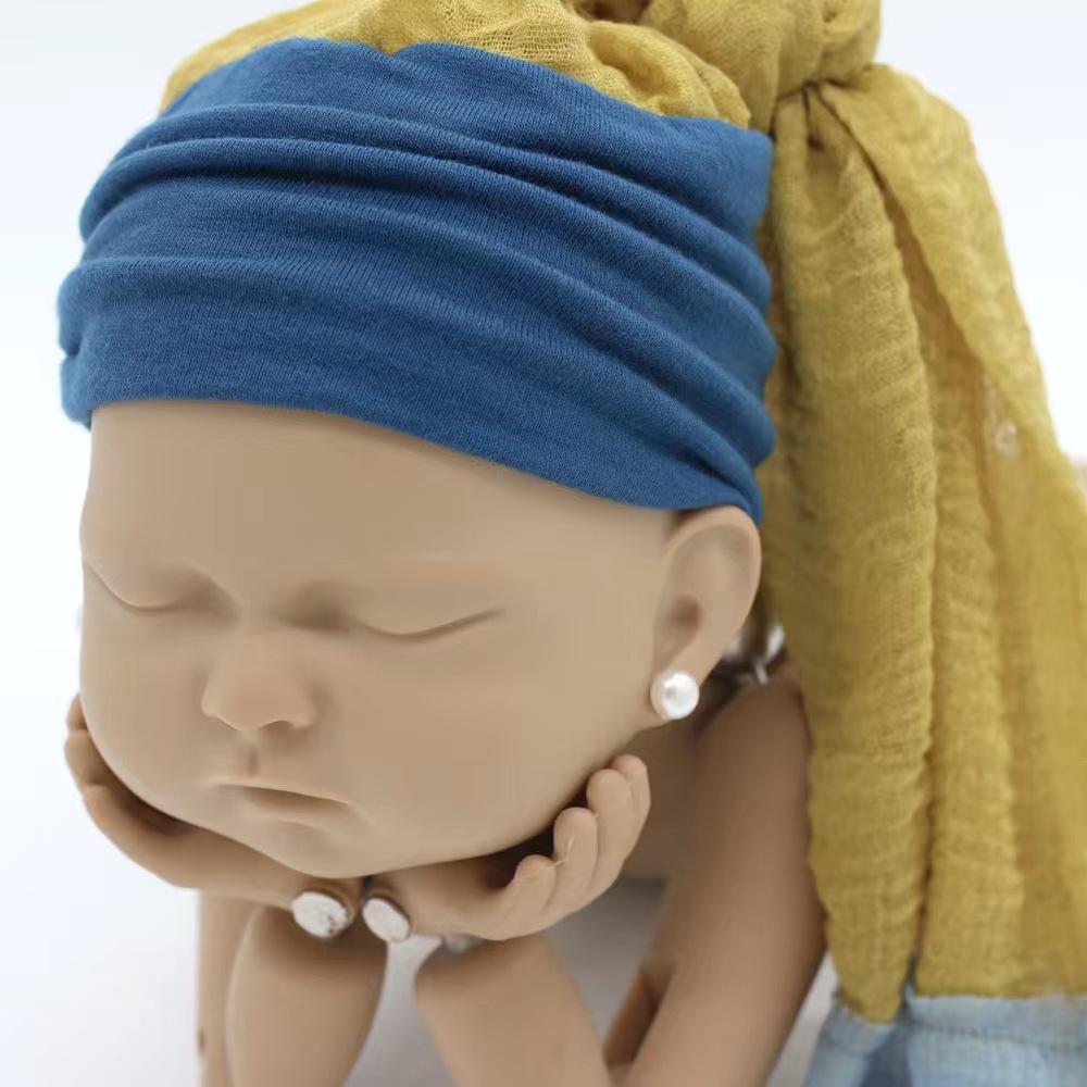 新生婴儿复古摄影服装拍照包裹布相框欧美耳环少女名画模仿包裹布