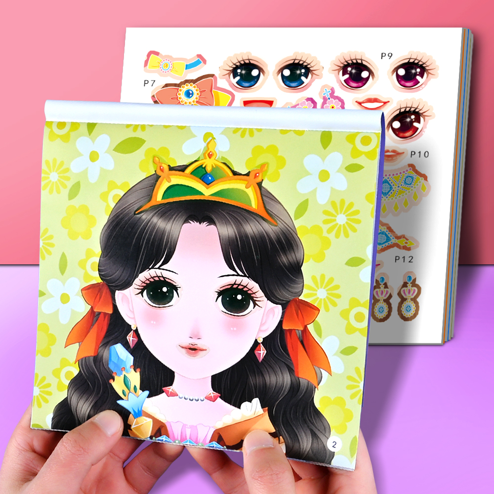 贴纸儿童女孩换装美丽公主可爱粘贴纸书3到6岁小孩化妆画益智玩具