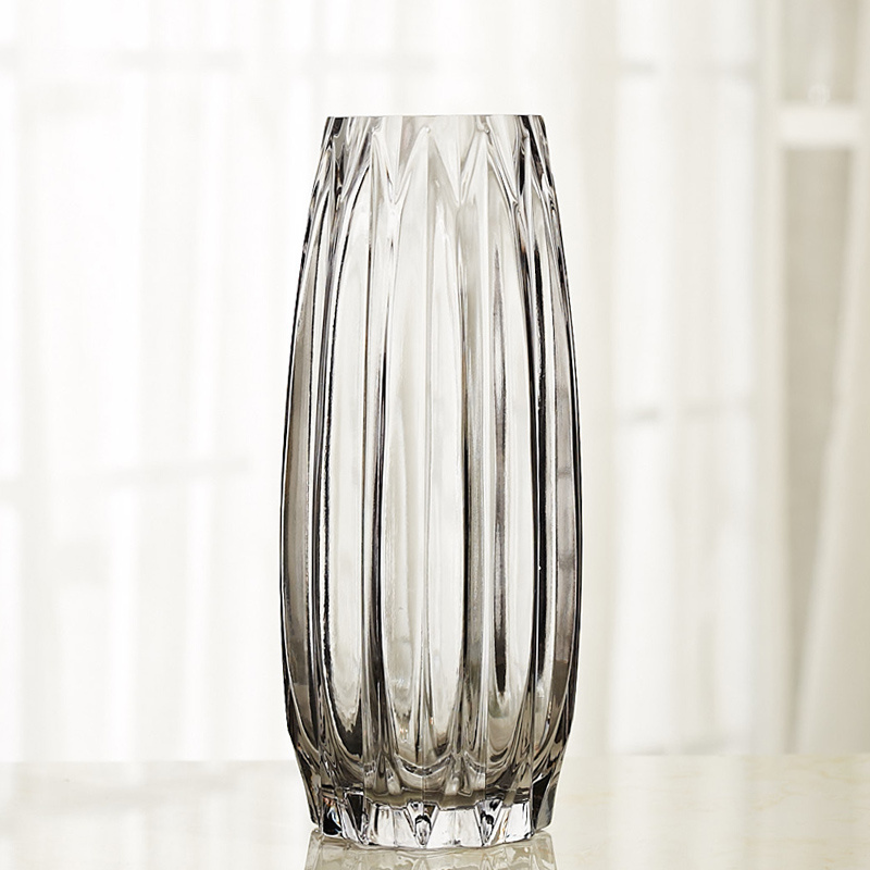 号竖器创意玻璃花瓶插花摆大件彩色透明RML简约水养客厅花棱瓶百