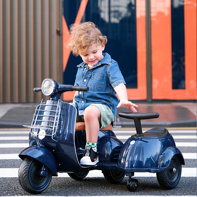 儿童电动摩托车边三轮宝宝玩具车可坐人小孩三轮车遥控车偏三轮