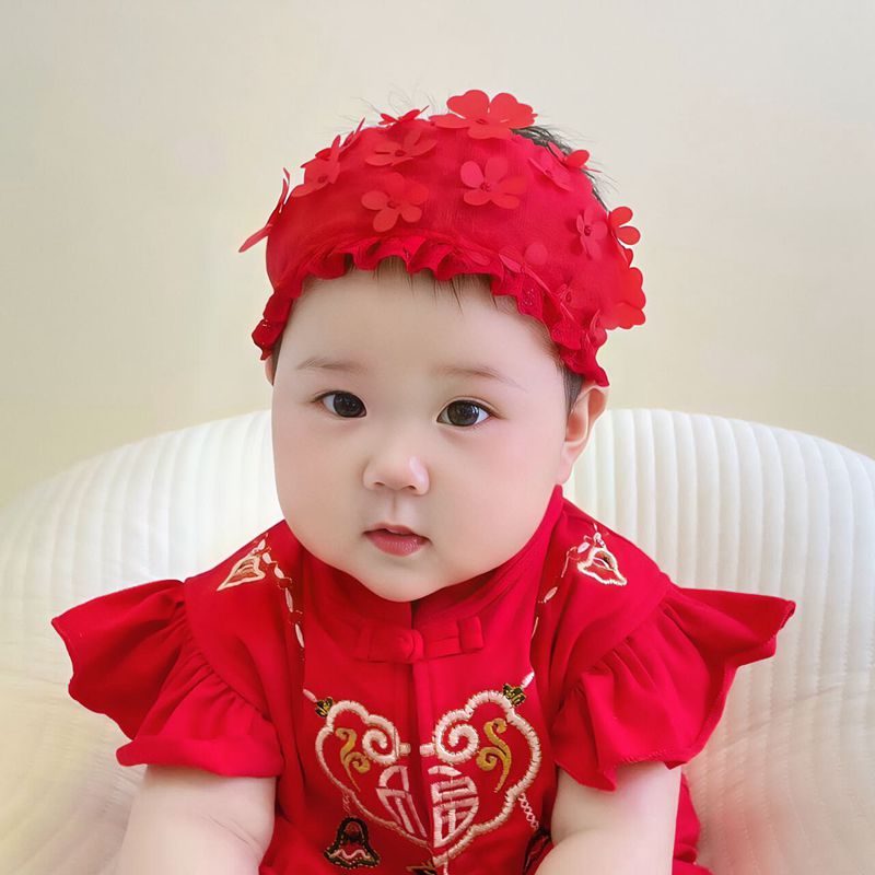 婴儿透气帽子宝宝网红囟门帽新款大红色纯棉夏季胎帽遮阳帽薄款