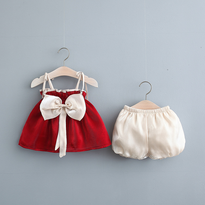 1-3岁女宝宝洋气套装夏装2周岁婴儿衣服小女童吊带裙衫短裤两件套