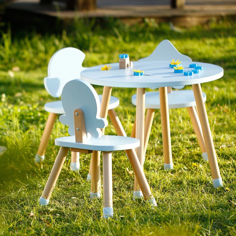 幼儿园桌椅套装组合创意蓝色海洋卡通宝宝学习桌写字圆桌儿童桌子