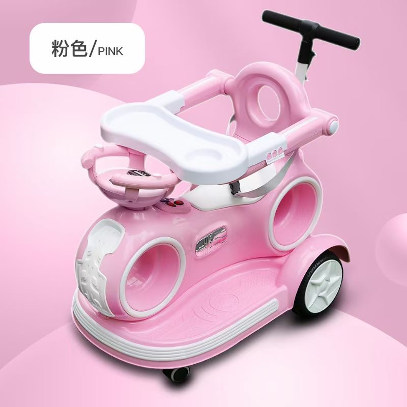 新儿童电动手推摇摇车婴儿宝宝可坐人小孩四轮汽车带遥控摇摆玩具