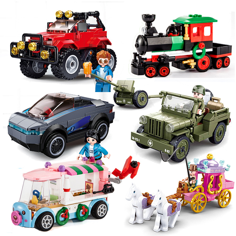 中国拼装积木卡车军事车工程车4女孩男孩益智拼插玩具6-10岁以上