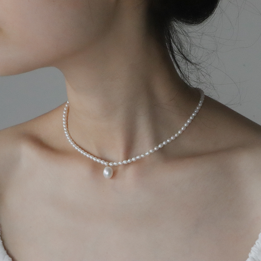 珠有泪/法式复古轻奢天然极光水滴珍珠纯银925项链锁骨链正品礼物