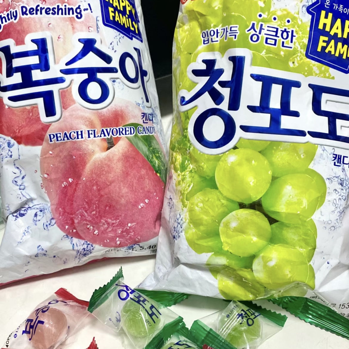 韩国进口乐天lotte青葡萄味青提硬糖果153g喜糖网红儿童零食